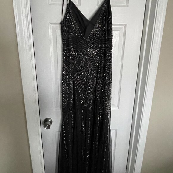 Marina Beaded Formal Gown - Charcoal Gray - Picture 5 of 7